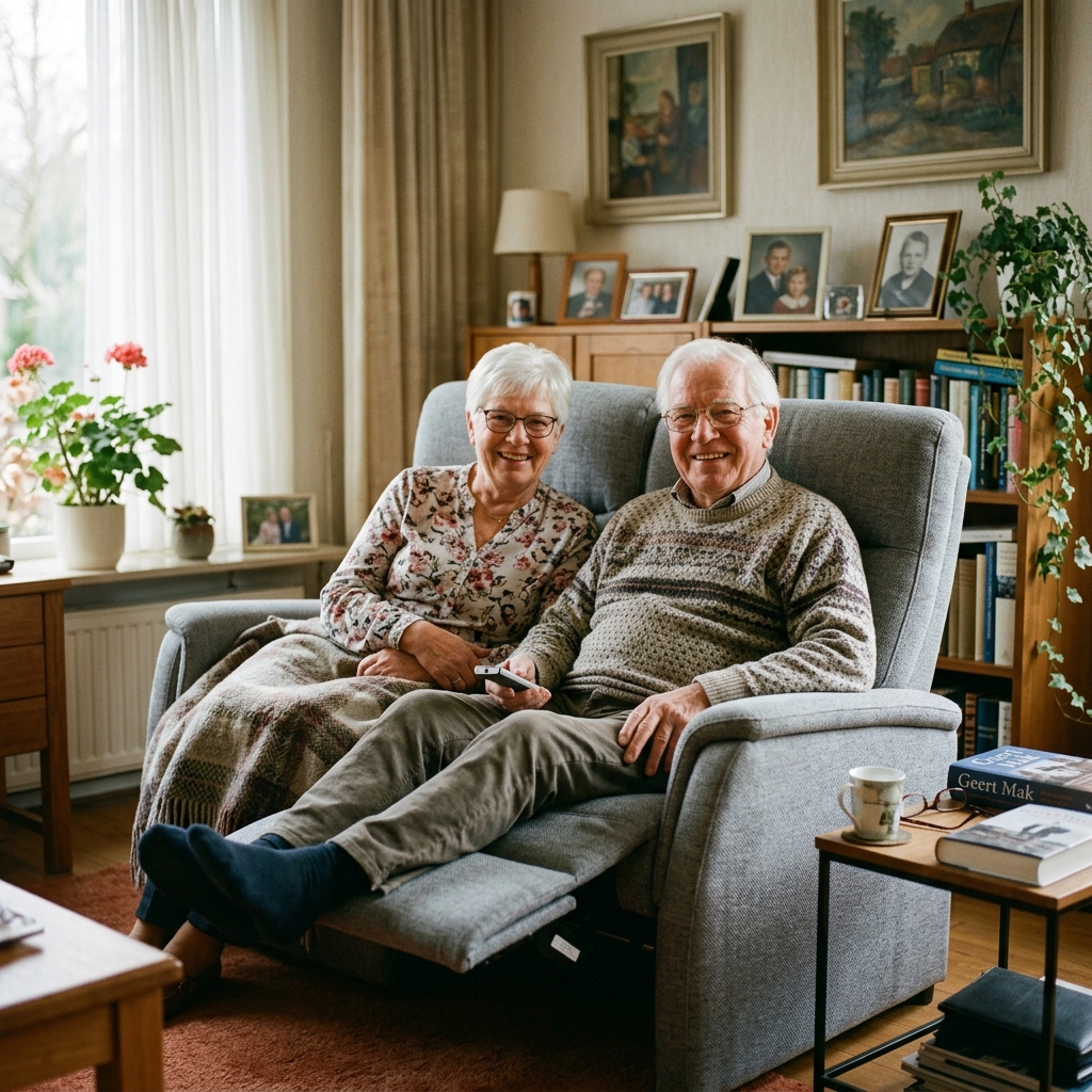 Foto van Familie Bakker in hun comfortabele stoel